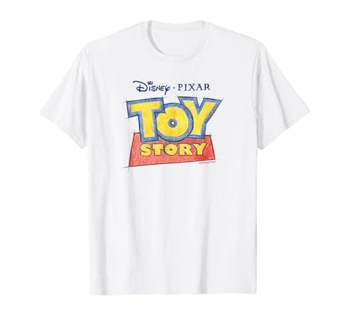Image of Disney & Pixar’s Toy Story Logo Concept Art Sketch T-Shirt, Men, White, Large
