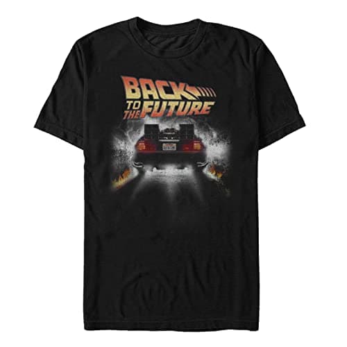 Image of Back To The Future Men's Vintage Peelout Basic Solid Tee T-Shirt, Black, Medium