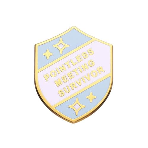 Image of GAUEIOUR Cartoon English Alphabet Shield Brooch,Meaningless Meeting Survivor Metal Badge,Fashionable Workplace Achievement Series Brooch(Golden)
