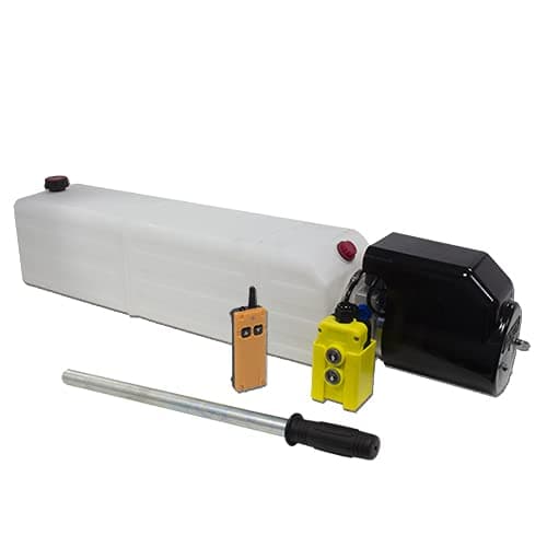 Image of Flowfit 12V DC Single Acting Hydraulic Power pack with 18L Tank, Back Up Hand Pump & Wireless Remote 1.6KW