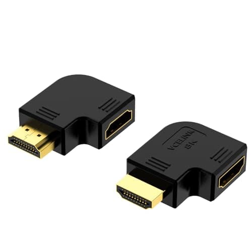 Image of VCELINK 8K HDMI 90 and 270 Degree Angled Adapters Combo, HDMI 2.1 Right Angle Flat Extender Male to Female Gold Plated Support 8K@60Hz 4K@120Hz Compatible with Wall Mount TV/Laptop/Roku Stick/PS5