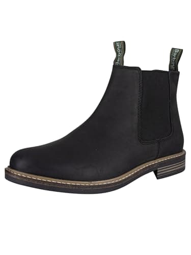 Image of Barbour Mens Farsley Smart Leather Black Work Office Ankle Chelsea Boots - Black - 11