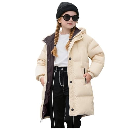 Image of NSICBMNO Girls Puffer Jacket Long Winter Coats Kids Padded Coat - Hooded, Warm, Lightweight, Quilted, Padded, Down, Zip Up, Long Sleeve, Thick, Thermal, Overcoat, School Coats For 6-7 Years