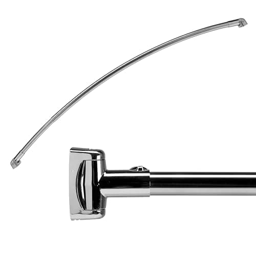 Image of Croydex Stainless Steel Shower Curtain Pole - Premium Extendable Telescopic Curved Shower Rod 1080-1850mm - Curved Design Increases Space and Cling Elimination