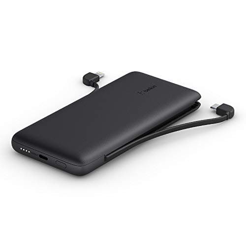 Image of Belkin BOOSTCHARGE Plus 10K Portable Charger Power Bank (10,000 mAh with Integrated Lightning (MFI) and Integrated USB-C Cables and Additional USB-C Charging Port) - Black