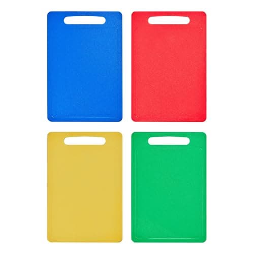Image of Chef Aid Multi Colour Chopping Board Set, Multipurpose Anti-Slip Surface, Easy to Clean and Dishwasher Safe with Handle, Pack of 4 Cutting Boards Each Measuring 35cm x 25cm