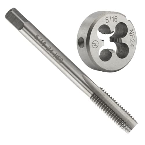 Image of Aceteel 5/16"-24 UNF HSS Tap And Die Set, Machine Thread Tap And UNF Round Thread Die Right Hand