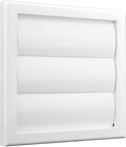 Image of Devola Gravity Grille Ducting Air Vent with 100mm (4 inch) Round Rear Spigot, 155mm External Dimension and Non-Return Shutters, White - DVGG100W