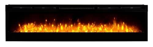 Image of Dimplex Prism Optiflame Media Wall Fireplace, Wall Mounted, Recess, Built-In Electric Wall Fire with 1.1kW Fan Heater, Adjustable Brightness, 7 Colours, Run-Back Timer, Thermostat, 74" or 188 cm