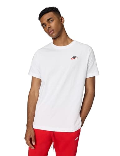 Image of Nike AR4997-100 M NSW Club TEE T-Shirt Men's White/Black/University RED Size S