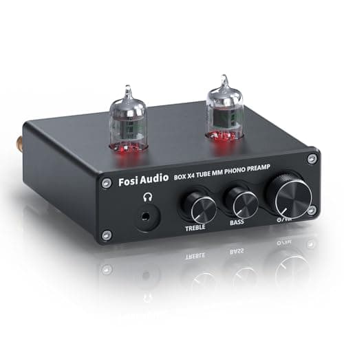 Image of Fosi Audio BOX X4 Phono Preamp Headphone Amplifier/Preamplifier Hi-Fi Pre Amp with JAN 5725W Vacuum Tubes for MM Turntable Phonograph Record Player with Volume Bass Treble Control