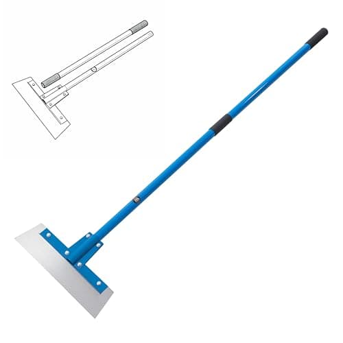 Image of TOPWAY Floor Scraper 400mm Wide with 1450mm Heavy-Duty Fibreglass Detachable Handle for Grout Adhesives Grease Dirt and Grime Removal