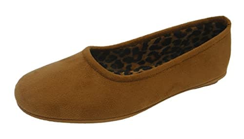 Image of Amado Macario LS165T-5 'DOLLY' Womens Ballerina Slippers with Rubber Sole TAN size 5 UK