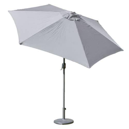 Image of GardenKraft 14730 2.7m Outdoor Garden Parasol/Tilt & Crank Mechanism / 6 Steel Ribs/UV 30 Protection/Durable Polyester Material/Grey Colour