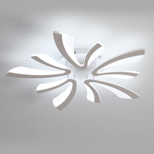 Image of Osairous Modern LED Ceiling Lights, 50W Creative 5-V Shape LED Ceiling Lamp, Cool White 6000K Ceiling Chandelier，Acrylic Modern Home Lighting for Bedroom, Living Room, Kitchen, Diameter 26.77in