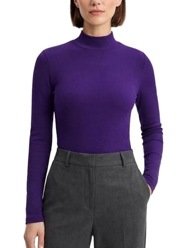 Image of Zengjo Polo Neck Tops for Women UK Long Sleeve(Purple,S)