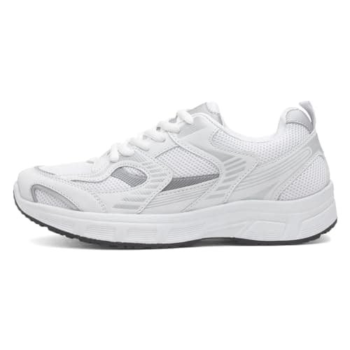 Image of XL Womens White & Silver Lace Up Trainer - Size 5 UK - White