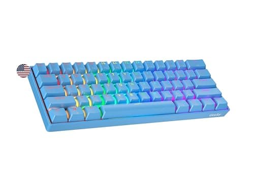 Image of Geeky GK61 60% | Hot Swappable Mechanical Gaming Keyboard | 61 Keys Multi Color RGB LED Backlit for PC/Mac Gamer | ANSI US American Layout (Blue, Mechanical Speed Silver)