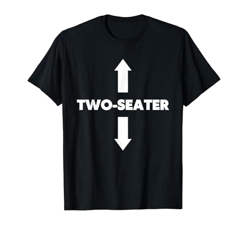 Image of Two Seater with Arrows Pointing Up & Down Funny Adult Humor T-Shirt, Men, Black, X-Large