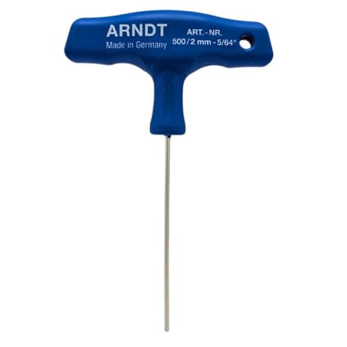 Image of ARNDT Germany 2mm T-Handle Allen Key Hex Key | Chrome Vanadium Steel | Metric Hexagonal Key Tool T-Handle Hex Wrench | Shank Length: 100mm