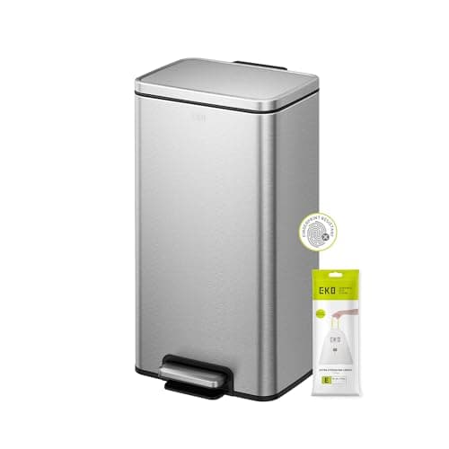 Image of EKO Madison 30L Kitchen Pedal Bin, Soft Close & Stay-Open Lid, Removable Inner Bucket, Fingerprint-Resistant Matt Stainless Steel Rubbish Bin