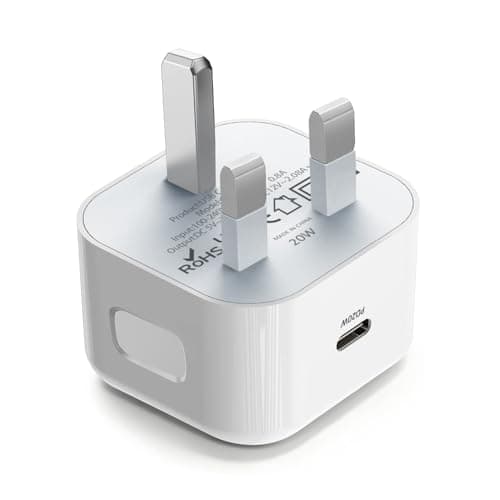 Image of USB C Plug, PD 20W Fast Charge iPhone Charger USB C Power Adapter Wall Head Type-C Charging Adaptor UK Plug for iPhone 16 15 14 13 12 11 Pro Max Plus XS XR X 8 7, Pad Pro Air Mini, Galaxy and More