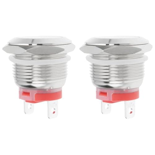 Image of eMagTech 2Pcs 19mm 2Pin Short Push Button 20A/12-24V 15A/220V Waterproof Momentary Switch Stainless Steel