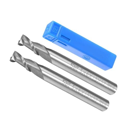 Image of CoCud 2-Flute Spiral End Mill Bits, 5mm Diameter 13mm Length, High Speed Steel Straight Milling Cutter with Storage Case- (Applications: for Plywood Hardwood Plastic), 2-Pieces