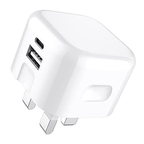 Image of For Huawei P Smart 2019 Charger USB + Type C Fast Charger Plug, 20W Dual Port USB + USB C Wall Plug Travel Fast Charging Power Adapter for Huawei P Smart 2019 (WHITE)