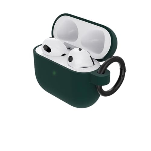Image of OtterBox Soft Touch Headphone Case for AirPods 3rd Gen 2021, Shockproof, Drop proof, Ultra-Slim, Scratch and Scuff Protective Case for Apple AirPods, Includes Carabiner, Dark Green
