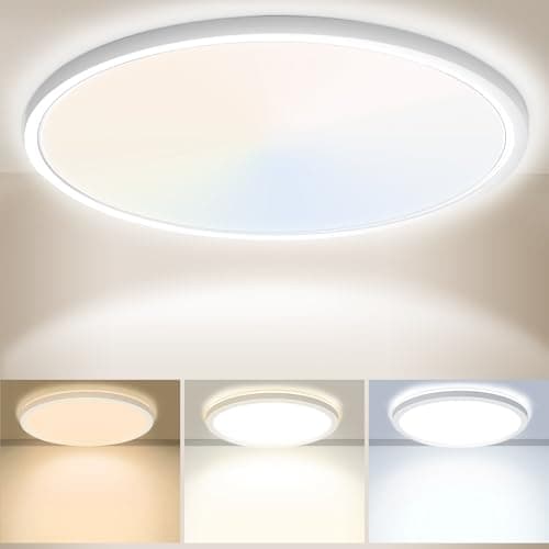 Image of Yexati 30CM Bathroom Light 24W 3200LM 6000K/4000K/3000K IP54 Waterproof Ultra Thin Bathroom Lights Ceiling, Round Flush Ceiling Light for Kitchen Bedroom Toilet Porch Hallway Living Room Office