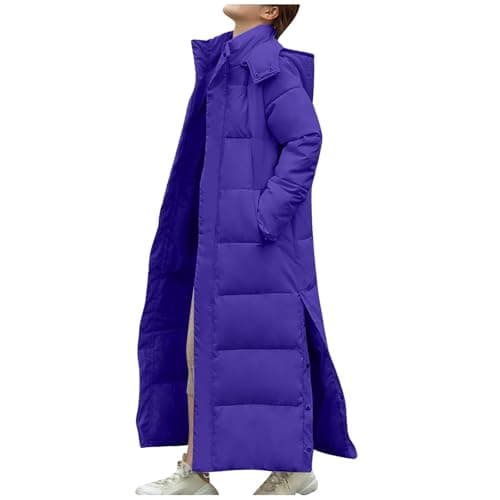 Image of Generic Winter Coats For Women UK Clearance Maxi Long Hooded Puffer Quilted Parka Coat Warm Winter Jacket Elegant Long Sleeve Down Longline Padded Puffer Coat Cardigans