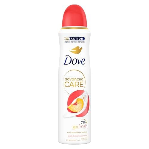 Image of Dove Advanced Care Go Fresh Peach Deodorant Spray with Moisturising and Skin-Friendly Formula, Alcohol Free, Dry Skin up to 72 Hours, Deodorant for Men and Women, Pack of 6 x 150 ml