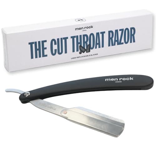 Image of Men Rock Cut Throat Razor for Men – Straight Razor for Smooth Shaving, Close Shave – Single Blade Beard Razor for Wet Shaving – Barber Blade for Beard & Moustache Grooming – Blades Not Included