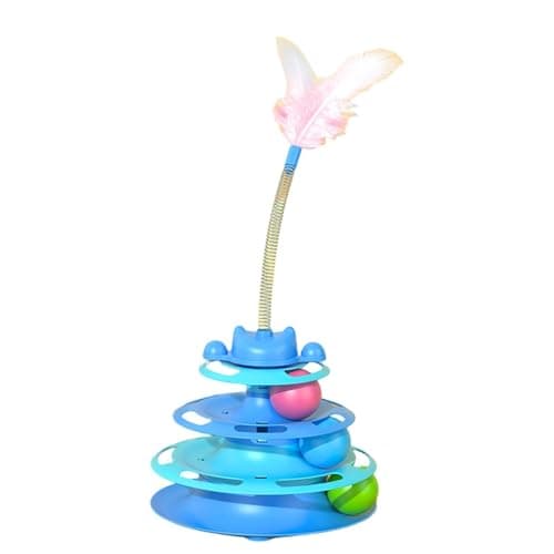 Image of Cat Ball Toy - Windmill Spinning Ball Kitten Toy | Interactive Single Player Rolling Toy | Educational Curiosity Awakening Automatic Toy Cat Accessories for Indoor Use