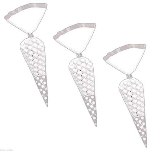 Image of amscan Silver Polka Dot Plastic Cone Bags-10 Pcs 377553.18