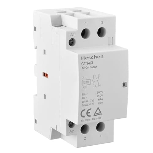 Image of Heschen Household AC Contactor, CT1-63, 2 Pole Two Normally Open, AC 220V/240V Coil Voltage, 35 mm DIN Rail Mount