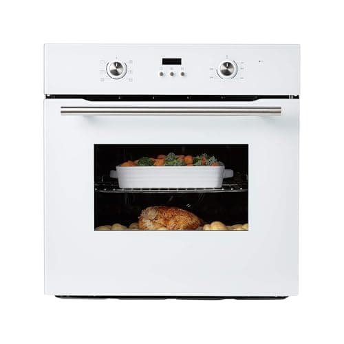 Image of Cookology COF605WH 60cm 65 Litre Capacity, Installed Built In Electric Fan Oven, Integrated Single Fan Oven with Mechanical Dial Timer and Grill - in White