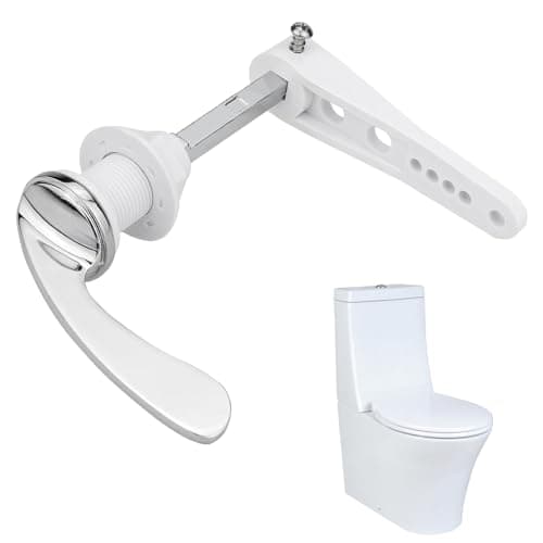 Image of jeufun 1PCS Alloy Toilet Cistern Lever Flush Handle,Universal Fit Metal Lever,Victorian Style Handle,Toilet Handle,Replacement Kit for WC Tank(Silver), no