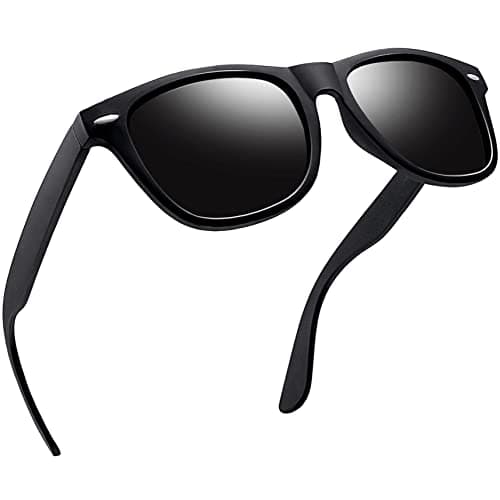 Image of Joopin Square Polarised Sunglasses Mens UV Protection Unisex Retro Sunglasses Womens for Driving Hiking Fishing Sports (Matte Black Frame)