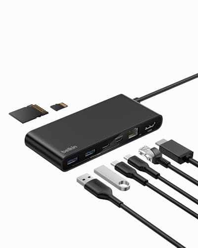 Image of Belkin Connect 8-Port USB C Hub, Supports Display w/Resolutions up to 4K@60Hz - Works with Mac, Windows, and Chromebook - 100W PD w/ 10Gbps Data Transfer Speeds & 2.5Gbps Ethernet - Black