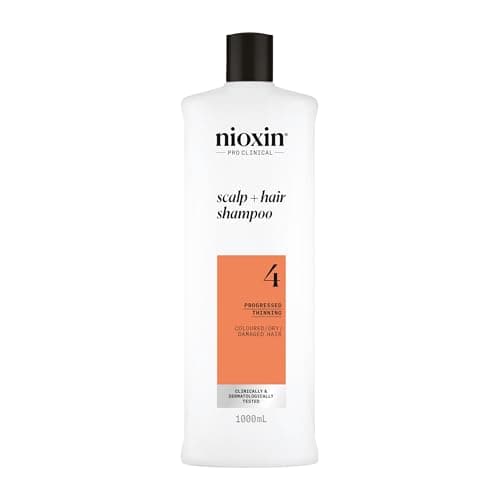 Image of Nioxin System 4 Scalp + Hair Shampoo - Hair Thickening Shampoo For Coloured, Dry and Damaged Hair with Progressed Thinning - with Biotin & Niacinamide, 1L