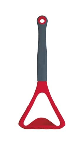 Image of Colourworks CWBRMASHRED Multi Potato Masher with Serving Scoop, Silicone, Cherry, 25 cm
