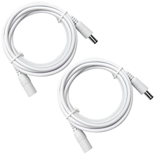 Image of ANLINK 2 Pack 2M/6FT DC Power Extension Cable, 2PCS DC 12V Power Adapter Extension Cord 5.5mm x 2.1mm for CCTV Security Camera/Router/LED Strip Light/Printer and More-White