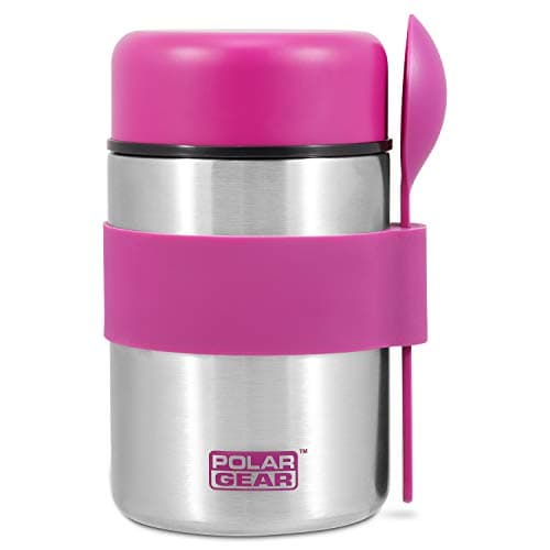 Image of Polar Gear Insulated Food Flasks For Hot Food – Triple Layer Stainless Steel Hot Food Flask With Spoon – Keep Meals & Drinks Hot for 6 Hours & Cold for 6 Hours – Soup Flask For Work, School - Pink