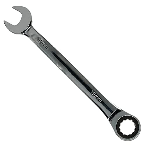Image of 19mm Ratchet Spanner Steel Fixed Head Gear Wrench Open End & Ring (19mm)