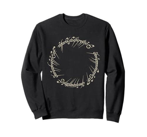 Image of Cotton Soul The Lord of the Rings One Ring Inscription Unisex Adult Fantasy-Themed Sweatshirt, Black, Small