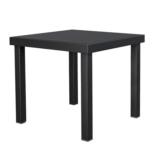 Image of YITAHOME Garden Dining Table 78x78cm Square Outdoor Table with WPC Wood Top & Aluminum Frame, Weatherproof E-Coating Patio Table for Garden, Lawn, Camping – Lightweight （Black）