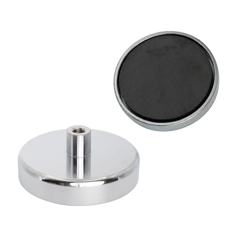Image of Ferrite Pot Magnet for DIY, Engineering, Manufacturing, Hanging and Holding Applications - 80mm dia x 32mm tall x M10 thread - 60kg Pull