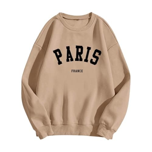 Image of Paris College Sweatshirt for Women Oversized Trendy Comfy Crewneck Sweatshirts Casual Graphic Pullover Tops Unisex Jumpers for Women UK